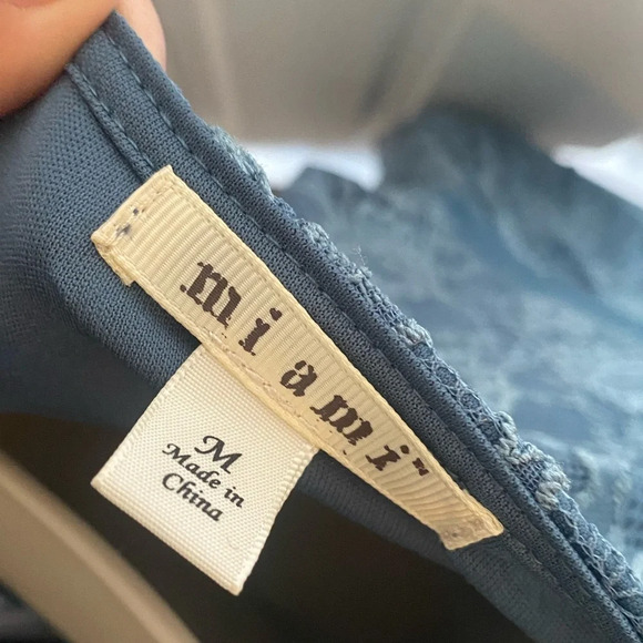 Mi Ami Blue Floral Embroidered Vneck Bohemian Dress - Picture 5 of 6